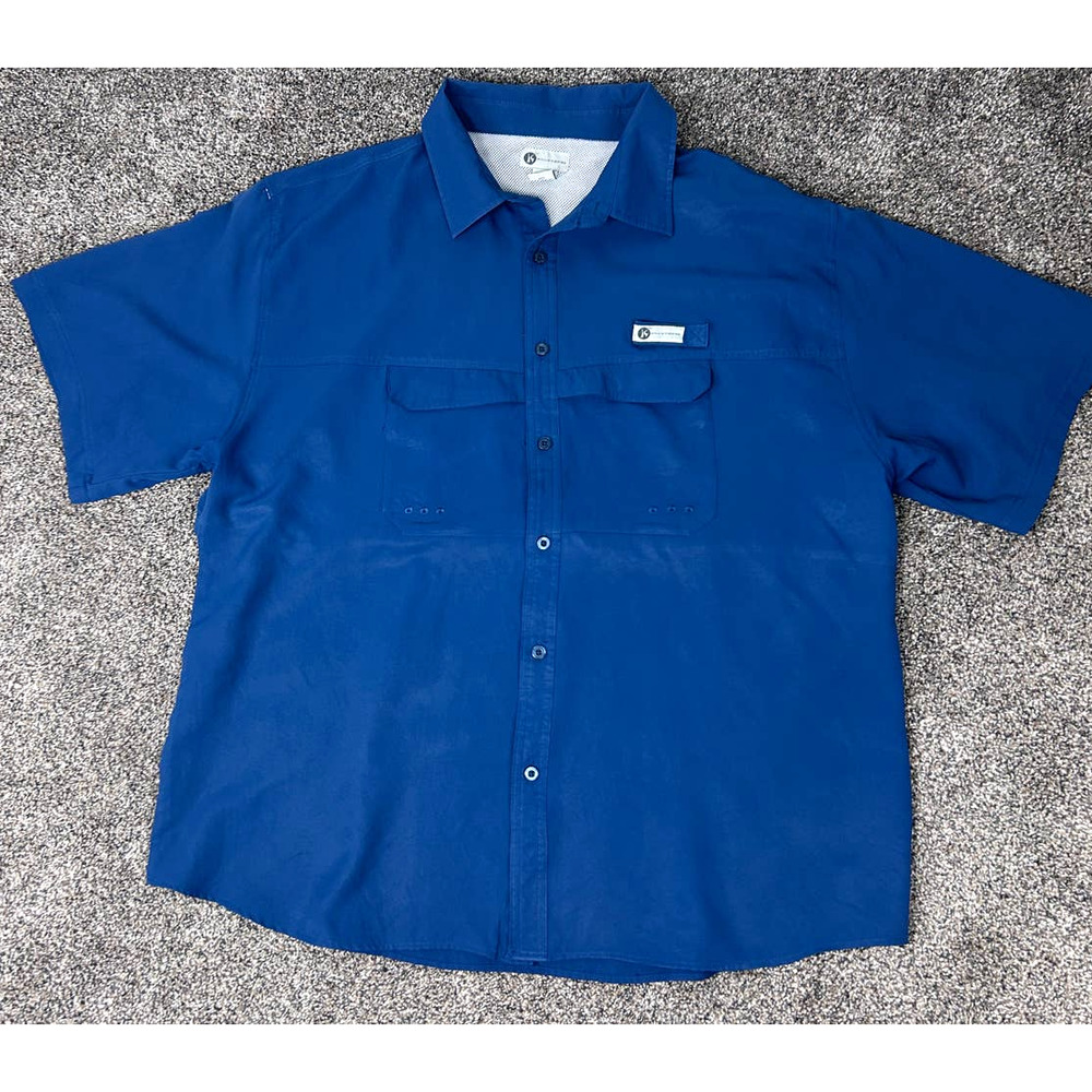 3x Mens Blue Killick button down Fishing Shirt 120422 100% polyester Vented